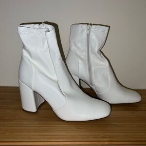 White ankle booties